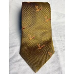 Vintage Sears Roebuck Gold Yellow Mustard Neck Tie  Mallard Ducks Polyester 54in